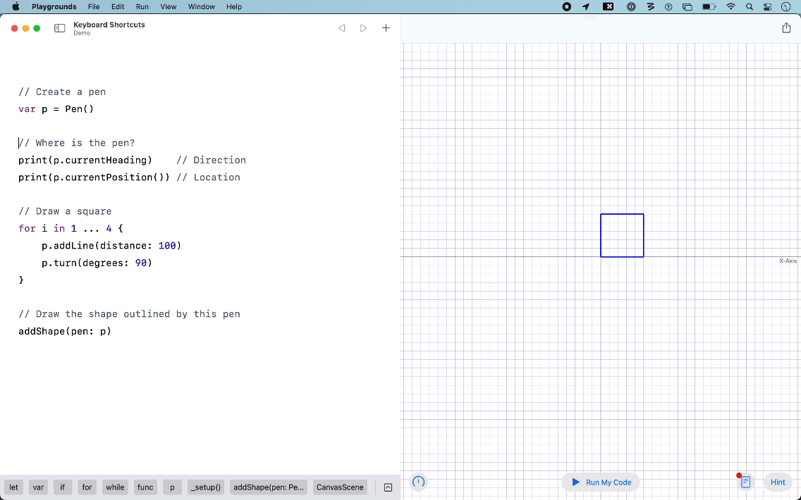 Press Command-→ to move the cursor to the end of the current line.