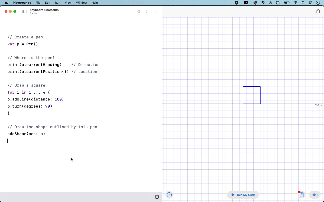 Press Command-A to select all the text in the code window.